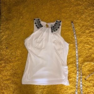 CACHE stretch white halter style top Med